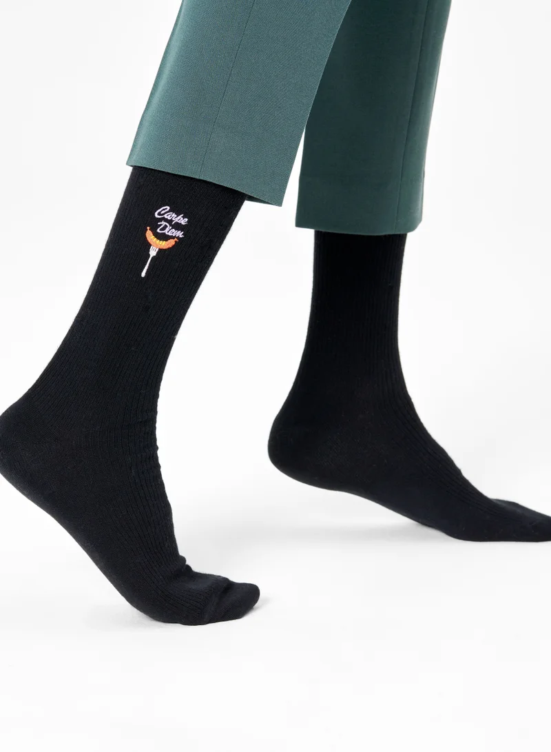 هابي سوكس RIBBED EMBROIDERY CARPE DIEM SOCK