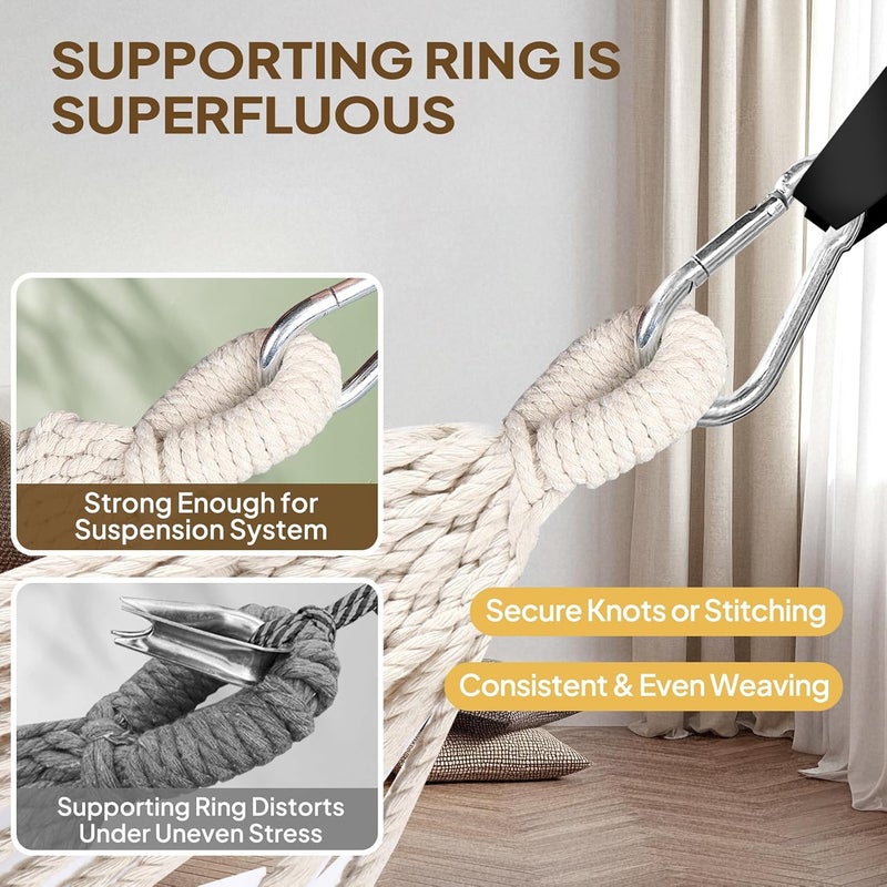 Anyoo Garden Cotton Hammock Comfortable Fabric Hammock with Tree Straps for Hanging Durable Hammock Up to 450lbs Portable Hammock with Travel Bag,Perfect for Camping Outdoor/Indoor Patio Backyard - Image 4