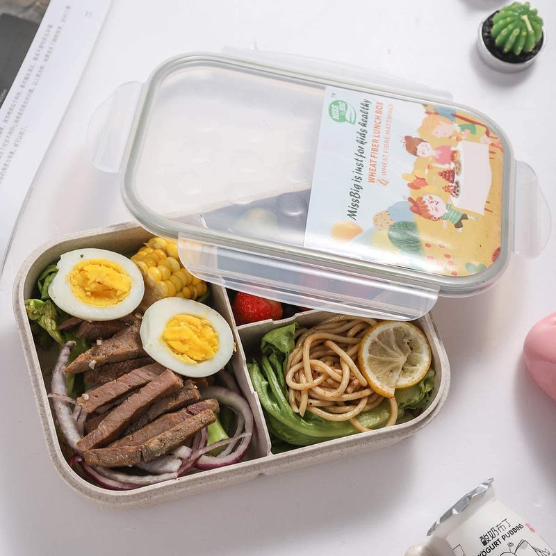 MISS BIG Bento Box Bento Box for Kids Lunch Box Kids Ideal Leakproof Kids Lunch Box Lunch Containers No BPAs and Chemical Dyes M/W D/W & Fridge Safe(1150ml White) - Image 2