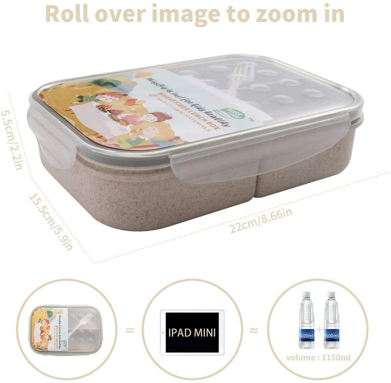 MISS BIG Bento Box Bento Box for Kids Lunch Box Kids Ideal Leakproof Kids Lunch Box Lunch Containers No BPAs and Chemical Dyes M/W D/W & Fridge Safe(1150ml White) - Image 5