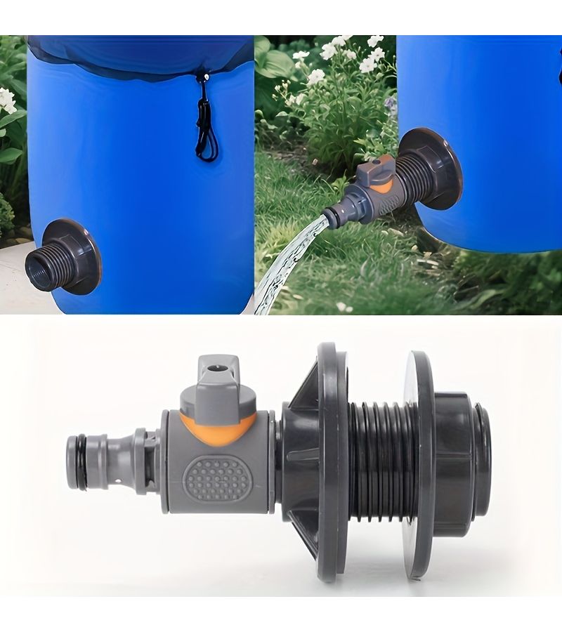 2 Pcs PVC Water Barrel Adapter With Valve Quick Rainwater Collection Connector Kit For Hoses Irrigation - Image 3