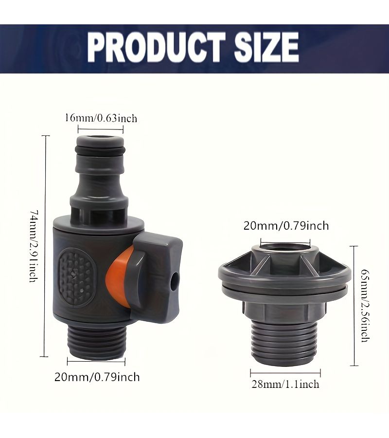 2 Pcs PVC Water Barrel Adapter With Valve Quick Rainwater Collection Connector Kit For Hoses Irrigation - Image 5