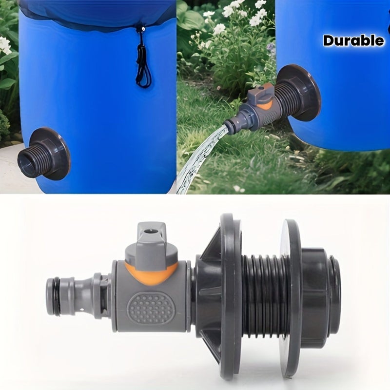 2 Pcs PVC Water Barrel Adapter With Valve Quick Rainwater Collection Connector Kit For Hoses Irrigation - Image 1