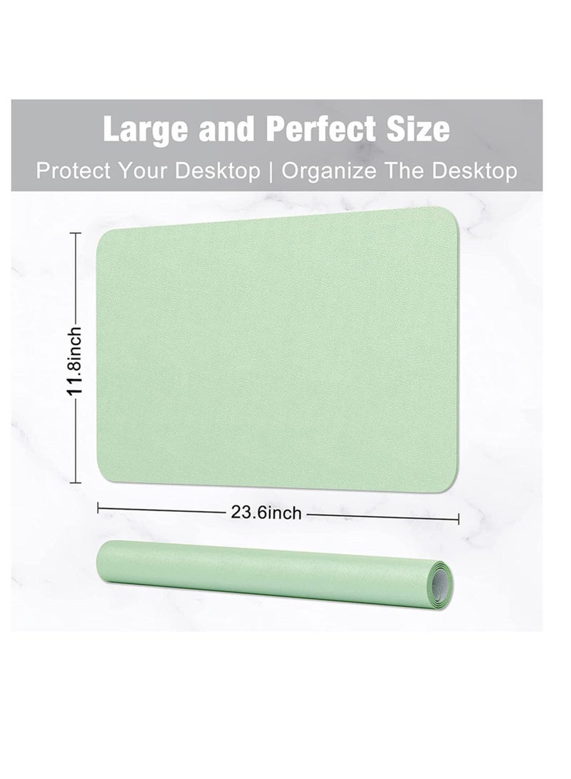 SYOSI Desk Pad, PU Leather Mouse pad Desk mat, Microfiber Desk pad Mouse pad, Waterproof Desk Mat for Desktop, Laptop Keyboard Mat, Non-Slip Desk Writing Pad for Office, Lake Green (11.8''X23.6'') - Image 3