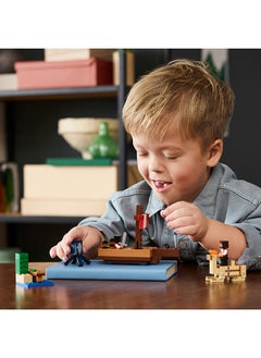 LEGO Minecraft The Pirate Ship Voyage Boat Playset For Kids With Squid, Camel And Pirates, Role-Play Action Building Toy, Gift For Boys And Girls Aged 8 And Over (166 Pieces) 21259  - Image 3