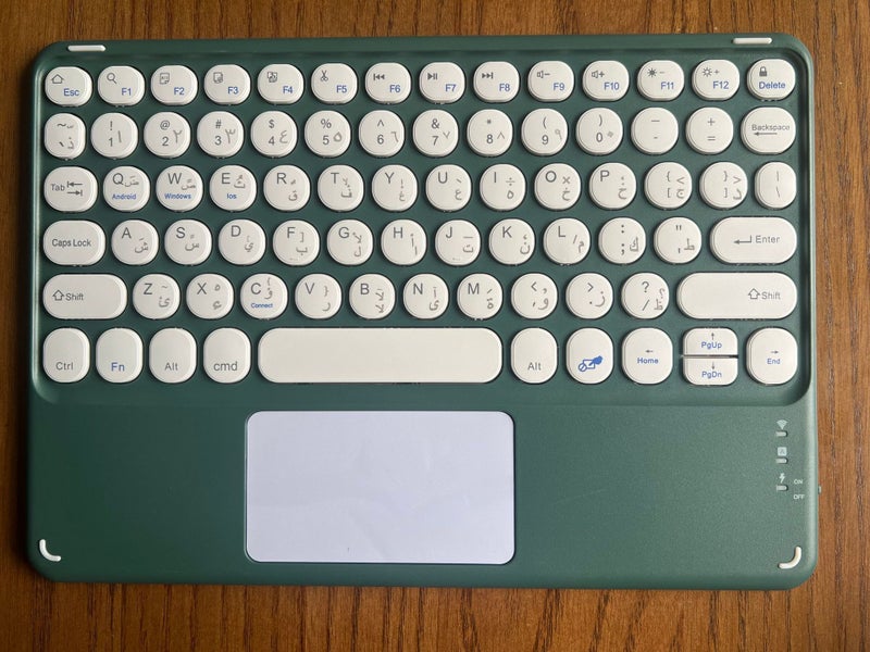 2020 Wireless Backlit Bluetooth Keyboard with Touch ControlRound Hat Touch Arabic Dark Green Round Hat Touch Arabic Dark Green 