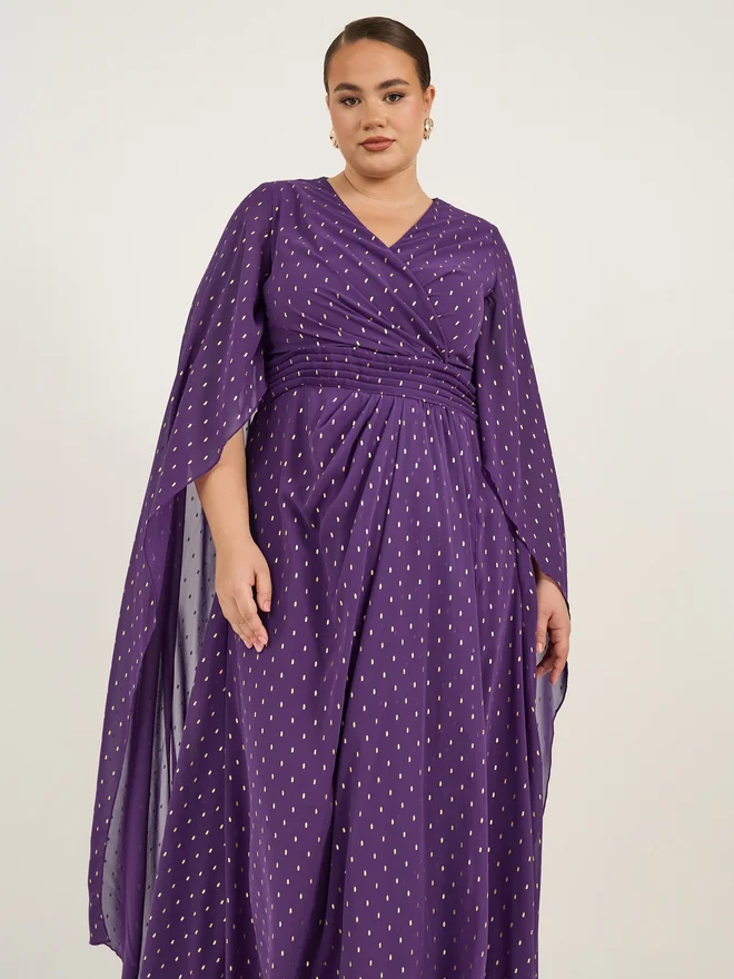 Styli Purple Cape Sleeve Dress