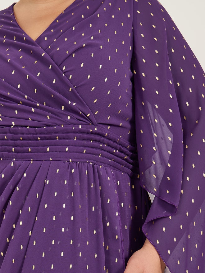 ستايلي فستان بأكمام كاب بنفسجي - Image 4