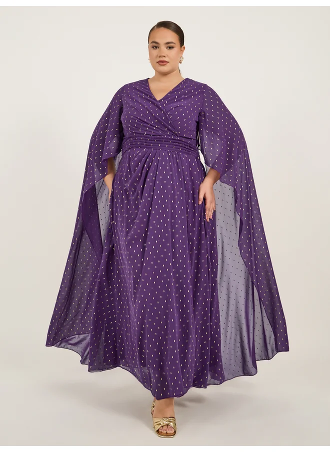ستايلي Styli Plus Size Cape Sleeve Pleated Maxi Dress