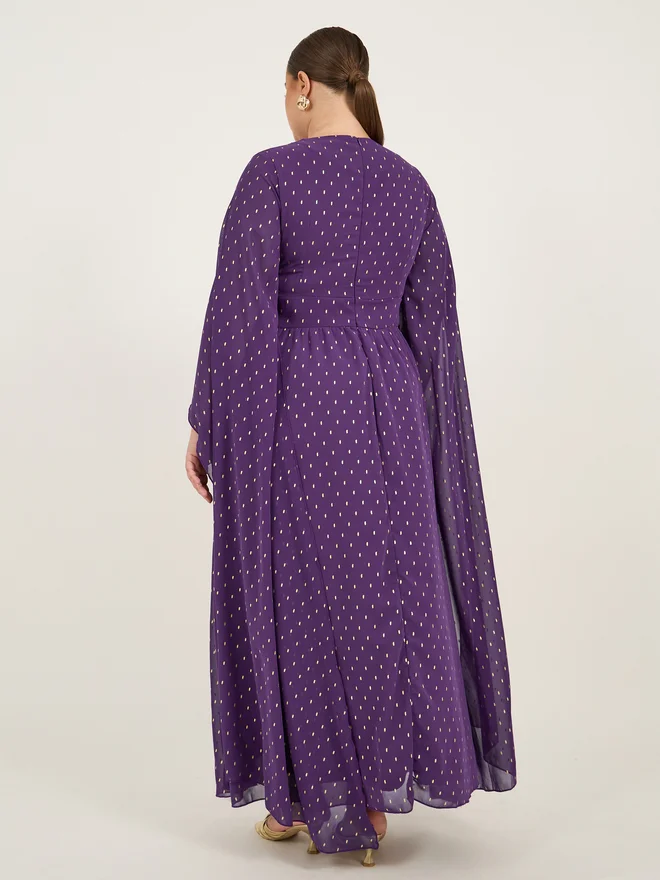 Styli Purple Cape Sleeve Dress
