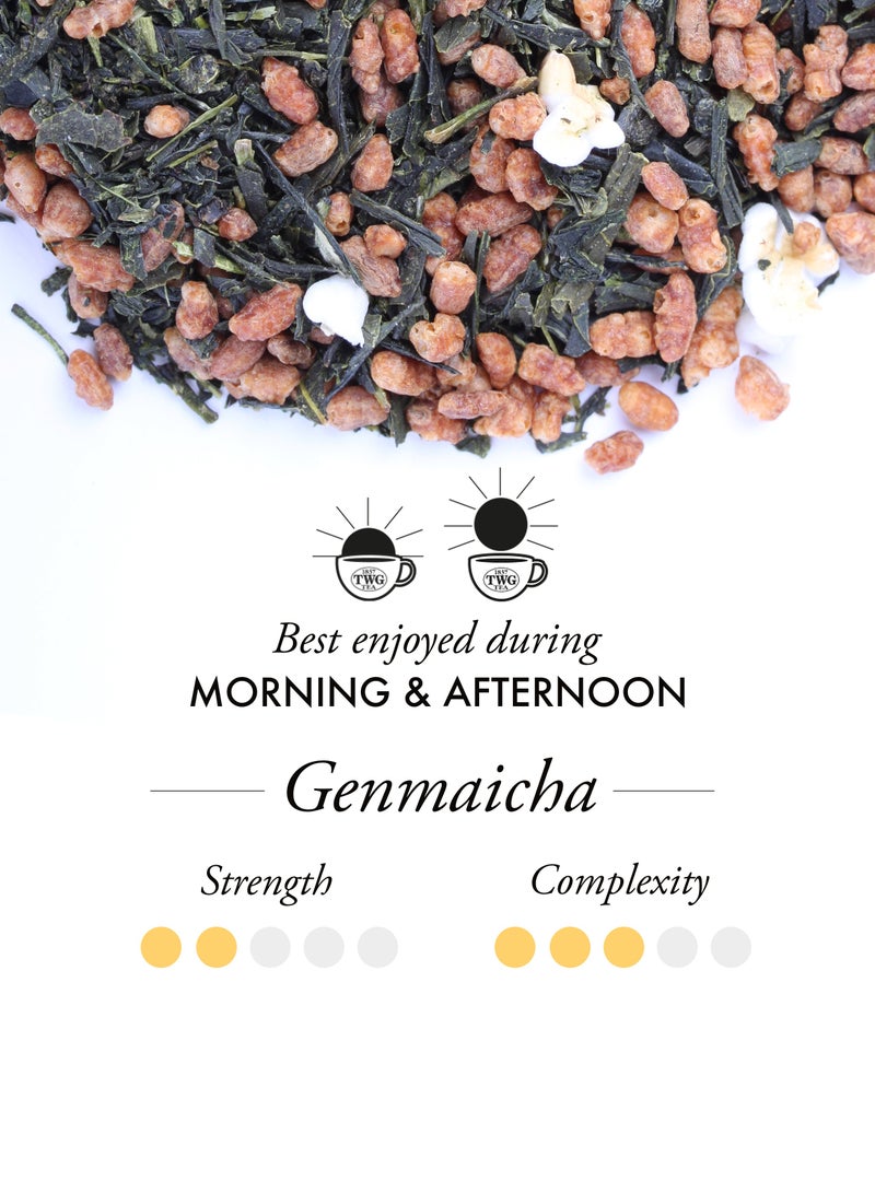 تي دبليو جاي تي شاي الجنمايتشا | شاي أخضر | بالأرز المحمص والمنفوش | 15 كيس شاي قطنية مخيطة يدويًا | مجموعة هدايا - Image 2