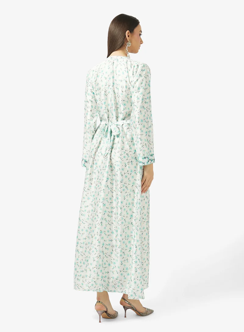 ARABIAN CLOSET Embellished Belted Jalabiya