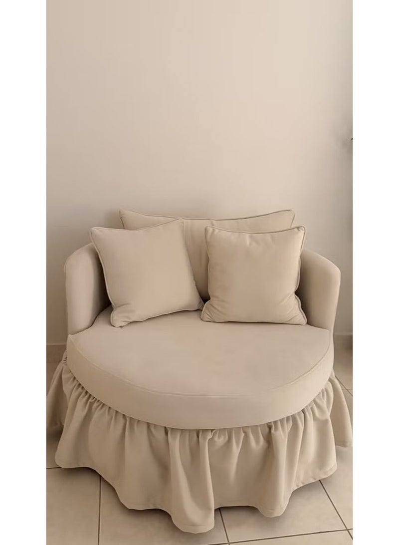 كرسي لاونج مودرن, دائري الخشب سويدي , مع وسائد مريحة - Image 2