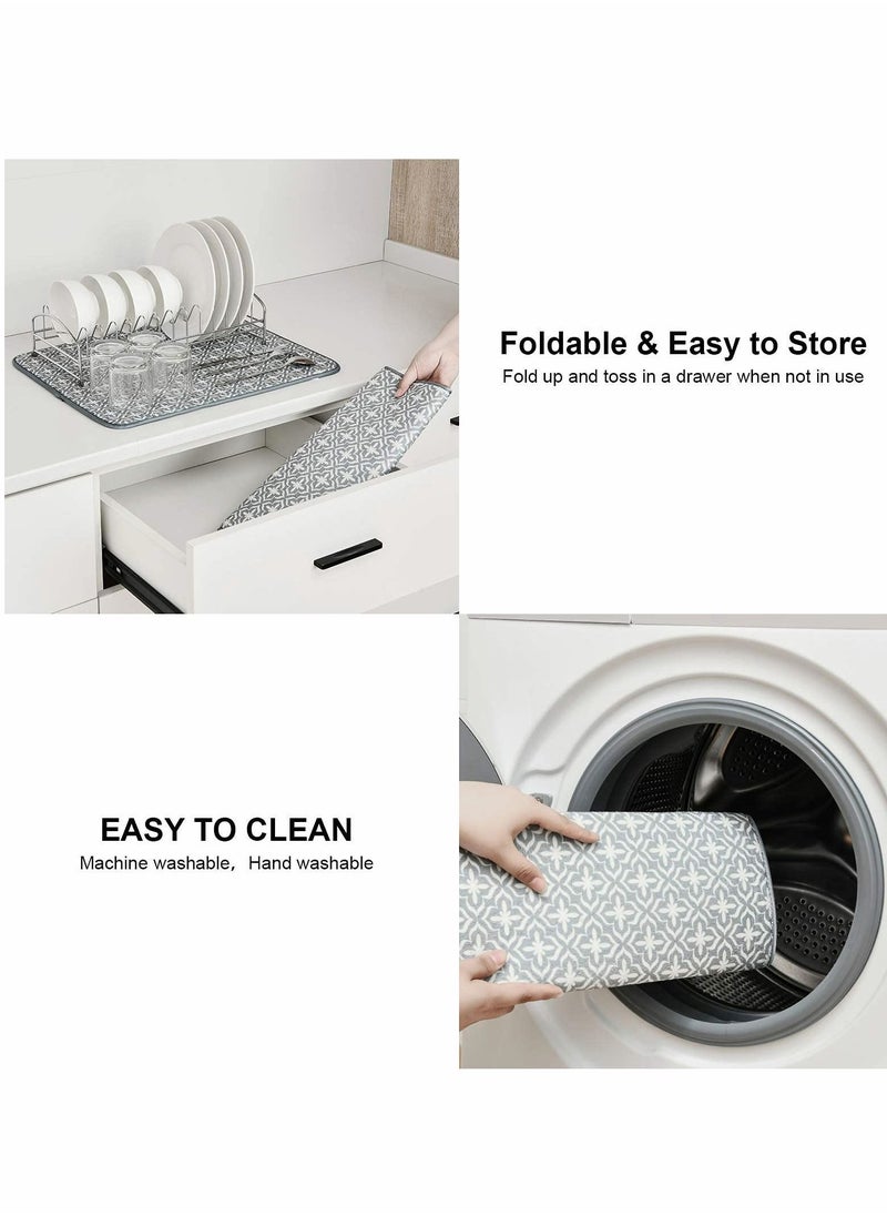 Y&D - Dish Drying Mats for Kitchen Counter Microfiber Absorbent Drainer Rack Pads Sink - Image 1