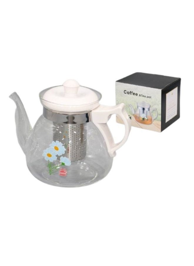 ARTLOOK Glass Teapot With Heat Resistant Infuser Clear 1200ml 