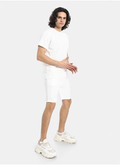 Red Circle Pique Pattern Slip On T Shirt And Shorts Set  - Image 2