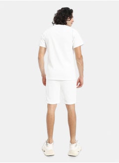 Red Circle Pique Pattern Slip On T Shirt And Shorts Set  - Image 3