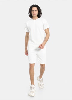Red Circle Pique Pattern Slip On T Shirt And Shorts Set  - Image 1