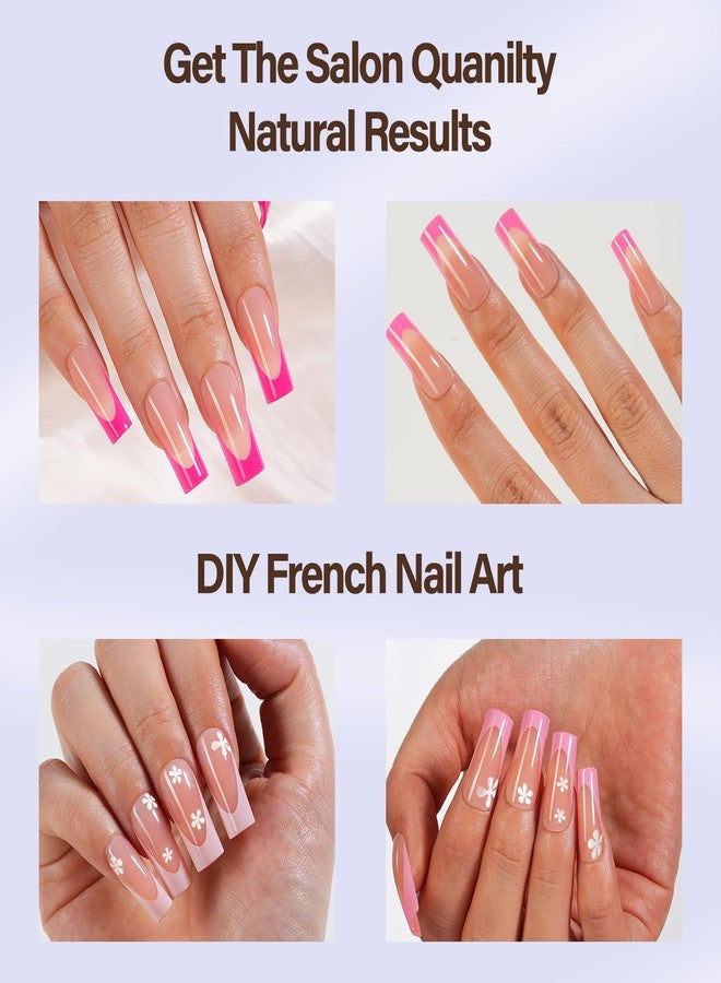Misssix XBASICTIPS Pink French Tip Press On Nails, 150Pcs French Gel Nail Tips Long Square, Soft Gel Pre-shaped No Need to File 3 in 1 Tips, Fake Nails for Nail Art DIY Extension Designs 15 Sizes - Image 5