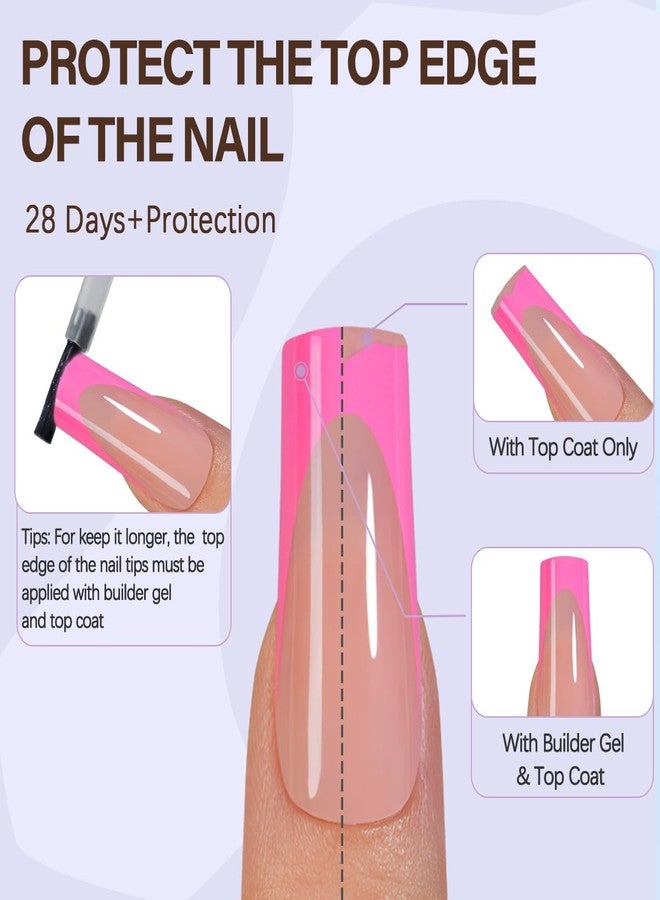 Misssix XBASICTIPS Pink French Tip Press On Nails, 150Pcs French Gel Nail Tips Long Square, Soft Gel Pre-shaped No Need to File 3 in 1 Tips, Fake Nails for Nail Art DIY Extension Designs 15 Sizes - Image 4