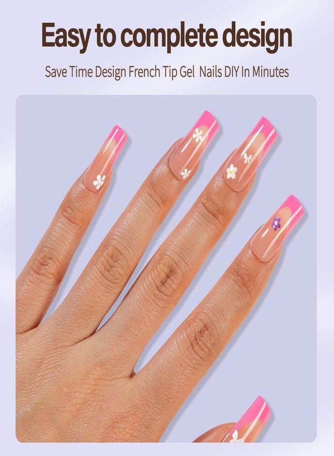 Misssix XBASICTIPS Pink French Tip Press On Nails, 150Pcs French Gel Nail Tips Long Square, Soft Gel Pre-shaped No Need to File 3 in 1 Tips, Fake Nails for Nail Art DIY Extension Designs 15 Sizes - Image 2