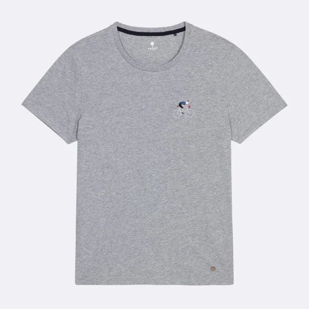 Faguo Arcy Bike - Embroidered Grey T-shirt in cotton