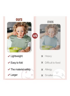 KASTWAVE Baby Bib, Silicone Baby Bib, 3 Pcs Waterproof Baby Bib, Washable Toddler Bibs, Easy Wipe Baby Feeding Bibs, Soft Feeding Bibs, With Food Catcher, For Baby Boy Or Girl Eating, Travel Home Supplies  - Image 2