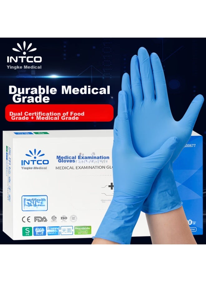 Intco Disposable Gloves, Synthetic Gloves, 100 Pieces, Small Size, For Catering, Kitchen, Household Cleaning, Hotel, Dental Use, Blue Gloves - Image 1