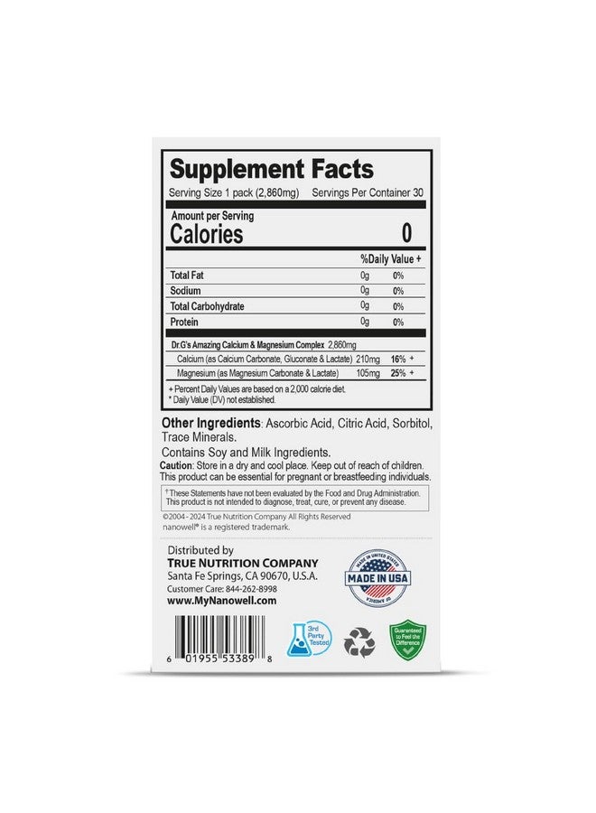 NANOWELL Dr. G's Amazing Ionized Cal Mag 2,860mg (Premium) - Bone Strength and Bone Health Supplement with Ionized Calcium & Magnesium Powder Stick Packs - 30 Sticks x 1 Pack (30 Count) - Image 4