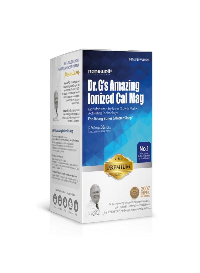 NANOWELL Dr. G's Amazing Ionized Cal Mag 2,860mg (Premium) - Bone Strength and Bone Health Supplement with Ionized Calcium & Magnesium Powder Stick Packs - 30 Sticks x 1 Pack (30 Count) - Image 3