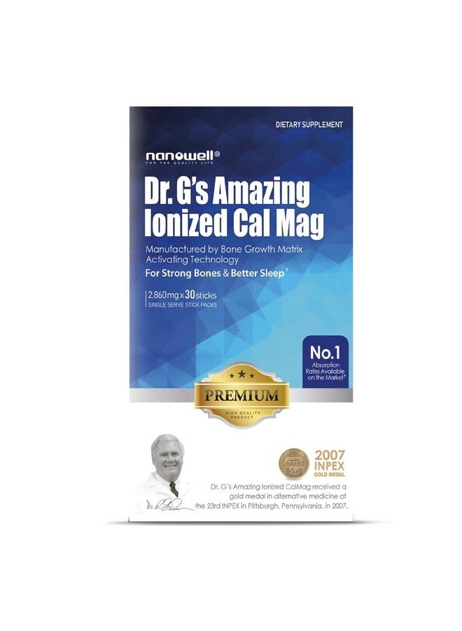 NANOWELL Dr. G's Amazing Ionized Cal Mag 2,860mg (Premium) - Bone Strength and Bone Health Supplement with Ionized Calcium & Magnesium Powder Stick Packs - 30 Sticks x 1 Pack (30 Count) - Image 2