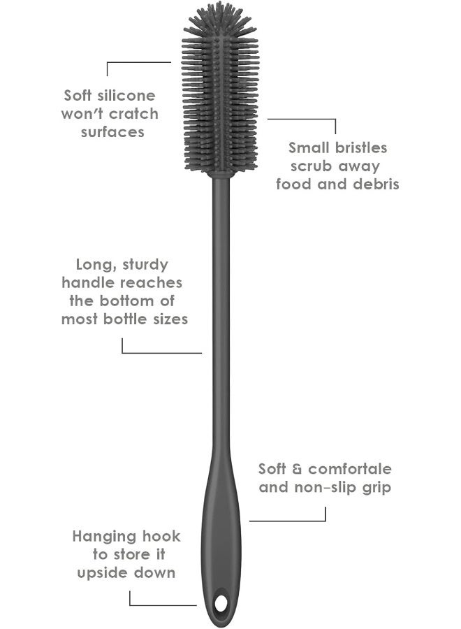 Purtribe silicone Bottle Brush, Water Bottle Cleaner Brush with Long Handle, Perfect for Cleaning Narrow Neck Containers, Vacuum Sports Bottle, Tumblers, Flask, Glassware - Image 4