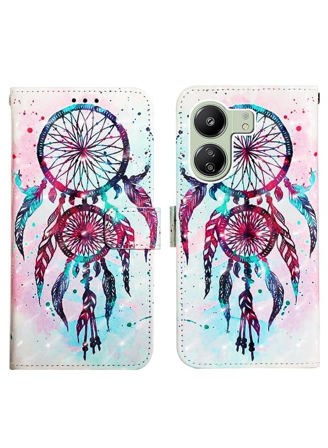 إيروريكس جراب لهاتف Xiaomi Redmi 13C، جراب جلدي أفقي قابل للطي برسومات ثلاثية الأبعاد - Image 3