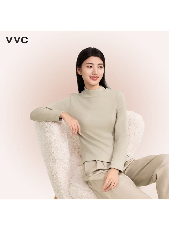 Vvc Women's Turtleneck Base Shirt Autumn Winter New Solid Color Slim Fit Warm Layering Mocha Beige L