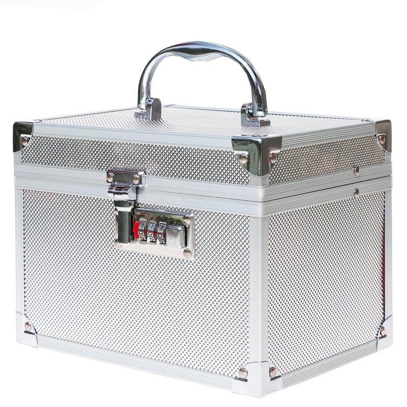 Adson Professional Beauty Women's Makeup Bag, Cosmetic Box, Vanity Case/Box, Trousseau Box, Bridal Jewellery Organiser (Diamond Silver) - Image 2