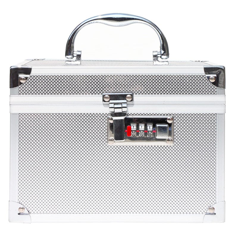 Adson Professional Beauty Women's Makeup Bag, Cosmetic Box, Vanity Case/Box, Trousseau Box, Bridal Jewellery Organiser (Diamond Silver) - Image 1
