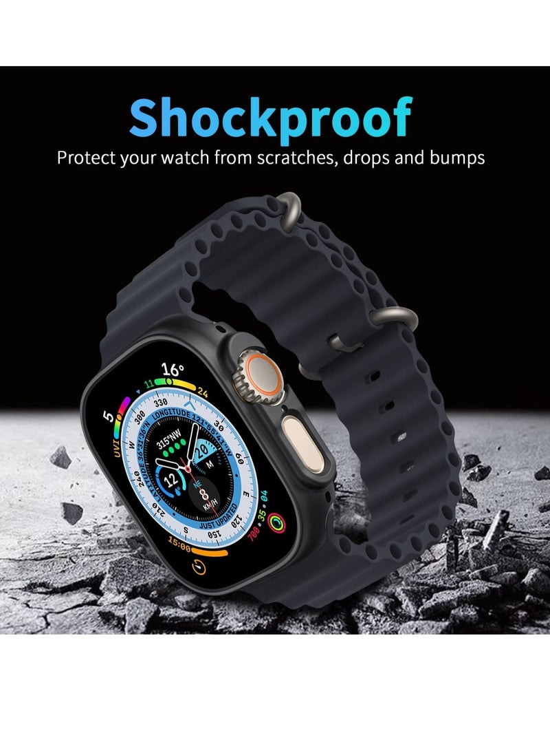 2 Pack Smiling Case Compatible with Apple Watch Ultra 49mm, Hard PC Bumper Case All-Around Edge Shockproof Protective Cover Frame - Image 3