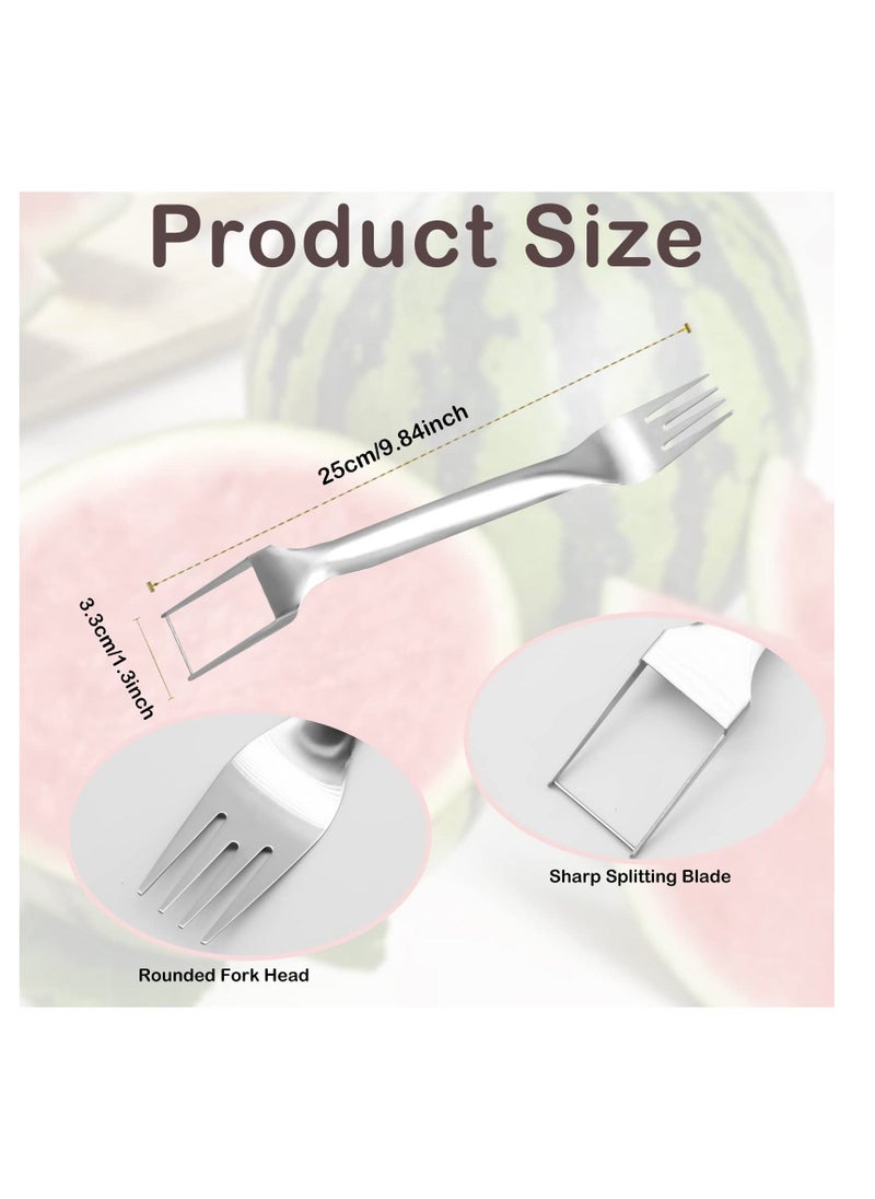 Y&D - SYOSI, 2Pcs Watermelon Cutter Slicer Fork, Stainless Steel Fork and 2-in-1, Portable Cutting Tool, Fruit Forks for Home Party Camping, Kitchen Gadget - Image 1