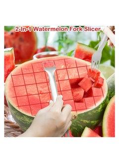 Y&D SYOSI, 2Pcs Watermelon Cutter Slicer Fork, Stainless Steel Fork and 2-in-1, Portable Cutting Tool, Fruit Forks for Home Party Camping, Kitchen Gadget  - Image 2