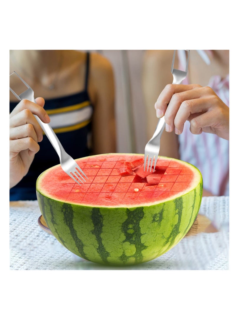 Y&D - SYOSI, 2Pcs Watermelon Cutter Slicer Fork, Stainless Steel Fork and 2-in-1, Portable Cutting Tool, Fruit Forks for Home Party Camping, Kitchen Gadget - Image 1
