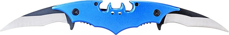 Kii Dark Twin Blade Knife - Double Edge Folding Pocket with clip, 11" Stainless Steel Two Sharp Cut (Blue) - Image 2