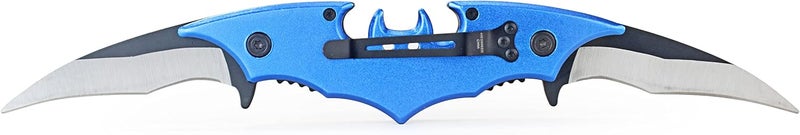 Kii Dark Twin Blade Knife - Double Edge Folding Pocket with clip, 11" Stainless Steel Two Sharp Cut (Blue) - Image 3