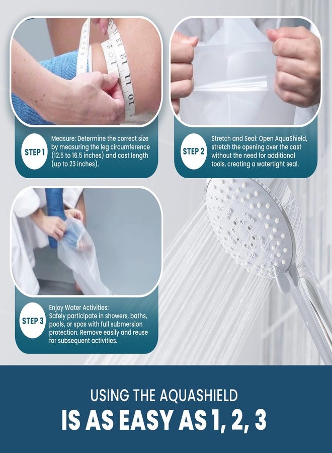 AquaShield Waterproof Adult Half Leg Cast & Bandage Protector - (L25) Safe for Pool, Bath, & Shower, Reusable, Non-slip sole, Skin-Friendly, Easy to Use - Watertight Seal for Showering - Made in USA - Image 5