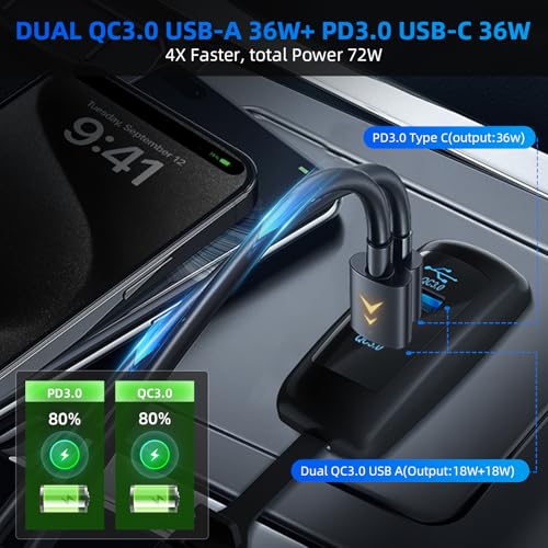 Gibbab 2PCS 3 Ports 12V RV USB Outlet 72W, 2PCS Type-C PD3.0 Quick Charge & Dual QC3.0 Panel Wall Surface Mount, Automotive Car Multi-Port USB Socket Charger Adapter for RV Marine Boat Bus Camper ATV Truck - Image 2