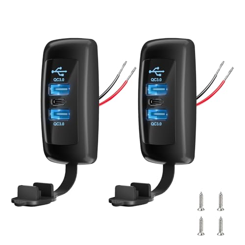Gibbab 2PCS 3 Ports 12V RV USB Outlet 72W, 2PCS Type-C PD3.0 Quick Charge & Dual QC3.0 Panel Wall Surface Mount, Automotive Car Multi-Port USB Socket Charger Adapter for RV Marine Boat Bus Camper ATV Truck - Image 1