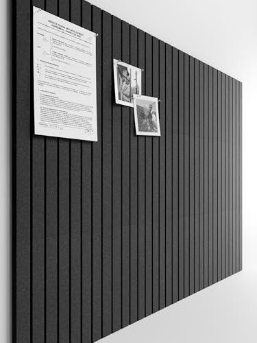 Bumusty Large Cork Board Alternative-48 x 36" Felt Bulletin Board Tiles, with 30 Pushpins, 70 Adhesive Tabs, 12-Pack Slat Wall Paneling, Cork Boards for Office Push Pin Board Felt Board-Charcoal Gray - Image 1