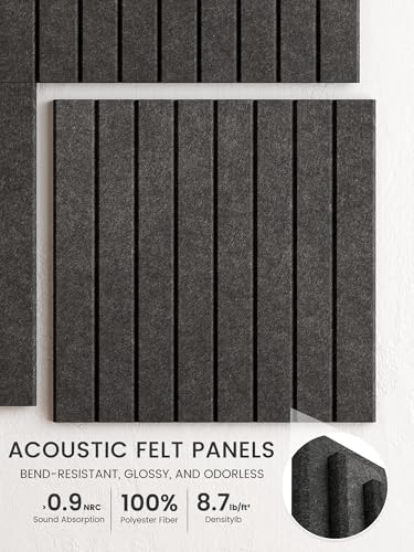 Bumusty Large Cork Board Alternative-48 x 36" Felt Bulletin Board Tiles, with 30 Pushpins, 70 Adhesive Tabs, 12-Pack Slat Wall Paneling, Cork Boards for Office Push Pin Board Felt Board-Charcoal Gray - Image 3