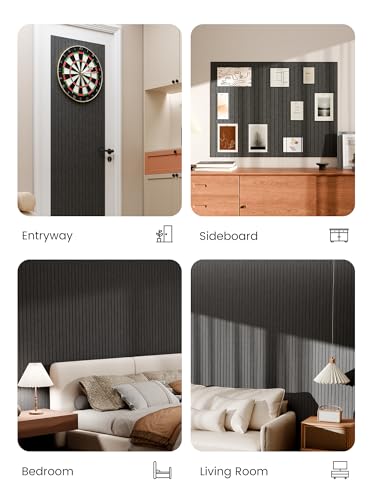 Bumusty Large Cork Board Alternative-48 x 36" Felt Bulletin Board Tiles, with 30 Pushpins, 70 Adhesive Tabs, 12-Pack Slat Wall Paneling, Cork Boards for Office Push Pin Board Felt Board-Charcoal Gray - Image 5