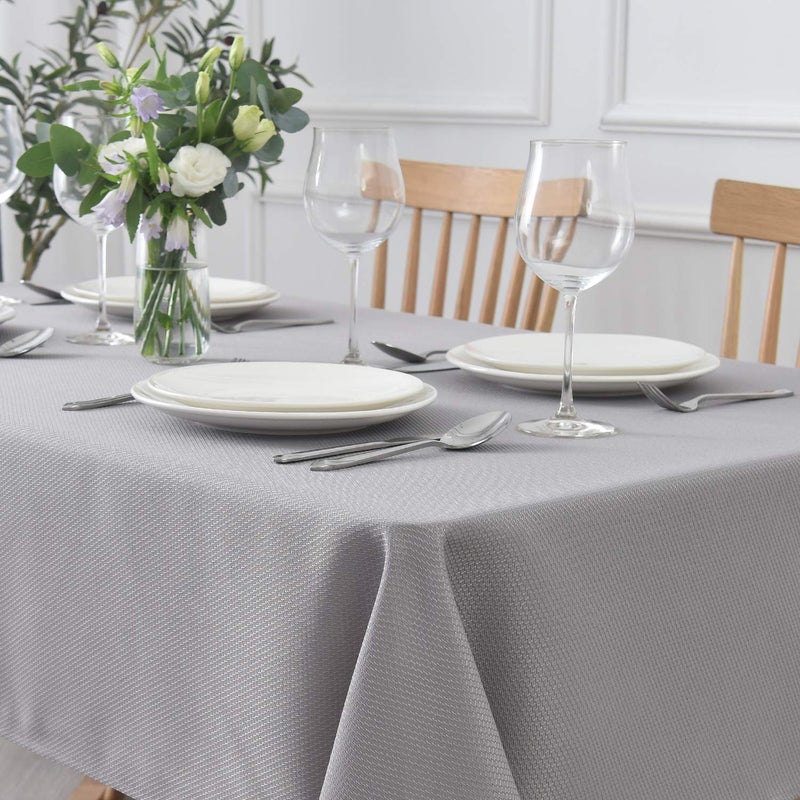 maxmill Jacquard Square Tablecloth Stain Resistant Spillproof Wrinkle Free Washable Soft Table Cloth, Decorative Fabric Table Cover for Dining Room, Indoor and Outdoor Use, 52 x 52 Inch, Light Grey - Image 2