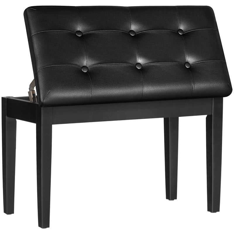 مقعد بيانو HOOBRO دويت مع وسادة مبطنة وحيز تخزين لورقة الموسيقى مقعد بيانو كرسي زينة يتحمل حتى 300 رطل 293 × 136 × 193 بوصة أسود BB26QD01